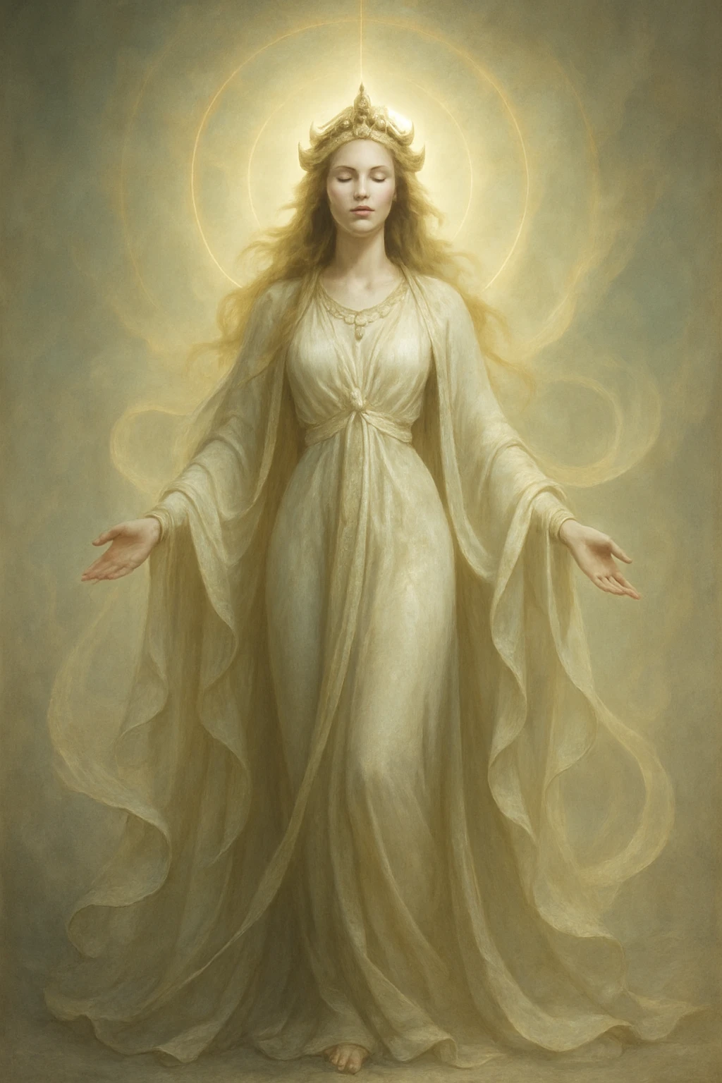goddess, elegant, ethereal, flowing robes, glowing aura, fantasy style emoji