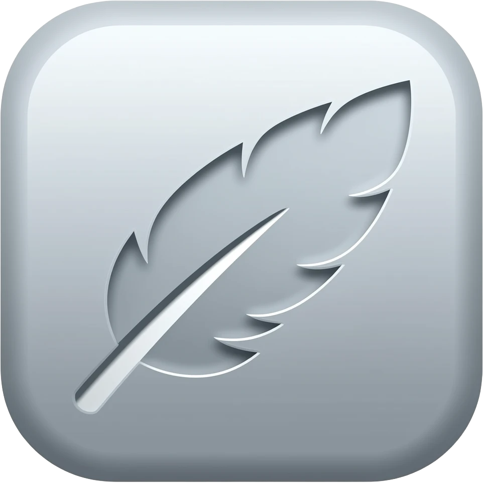 show an agility icon of a sleek feather with little detail - NO BACKGROUND emoji