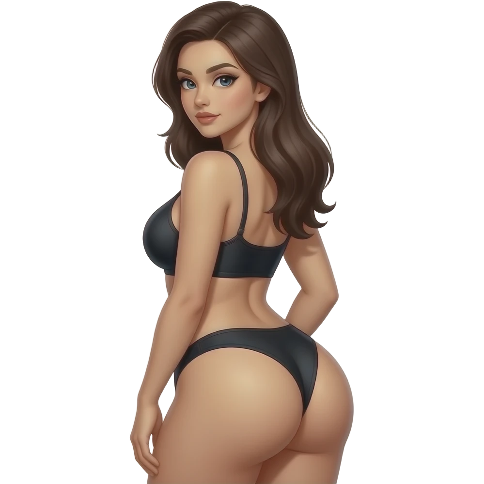 Pretty sexy girl w/ Big booty n boobs  looking  back emoji