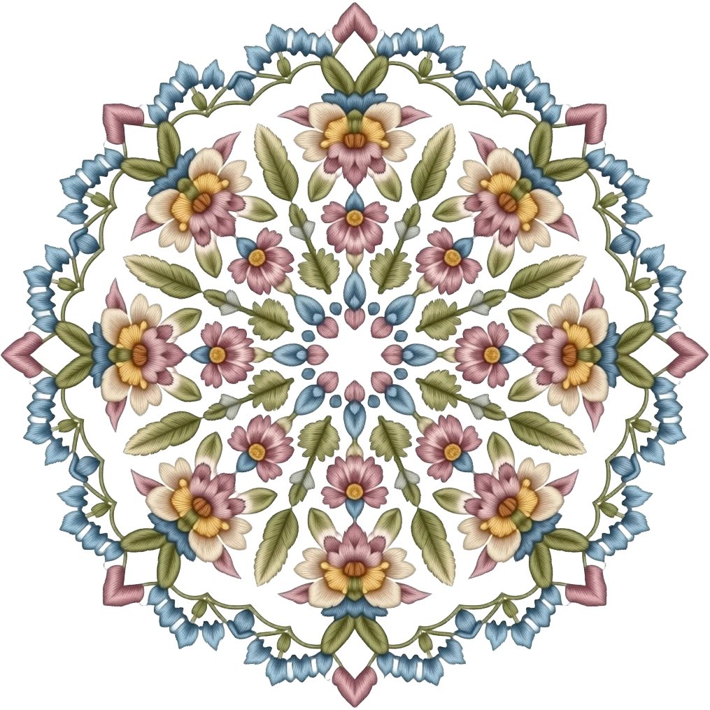 Flowers dreamy embroidery embellished emoji