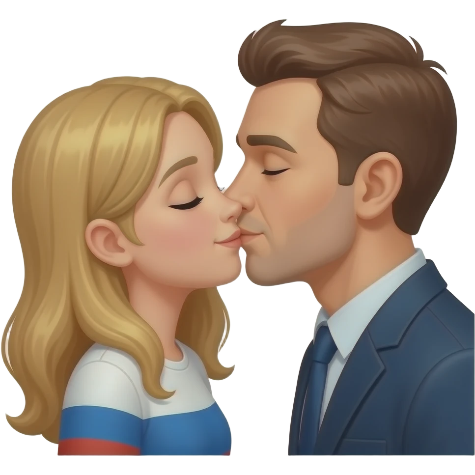 A man kissing a Russia girl emoji