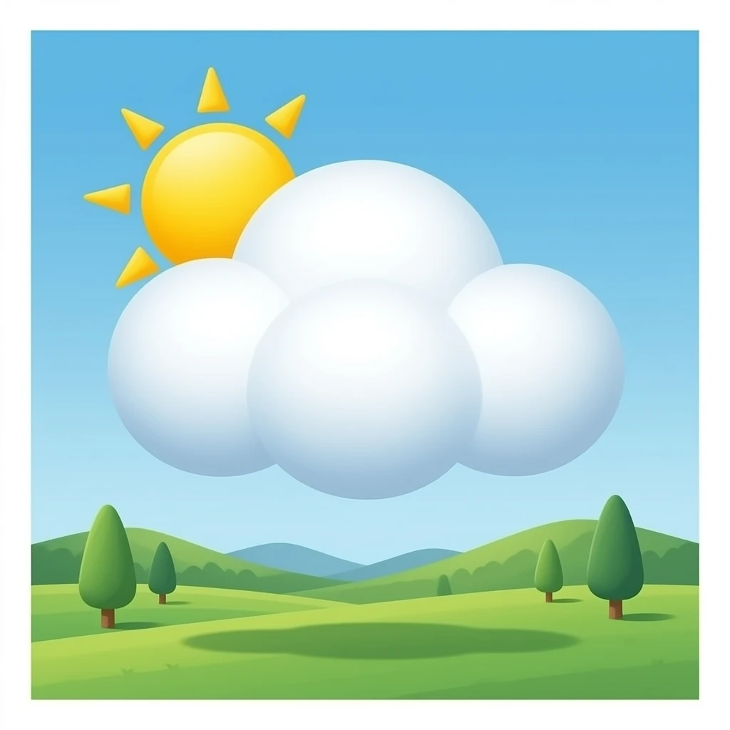sun shinning from behind carton style fluffy cloud emoji