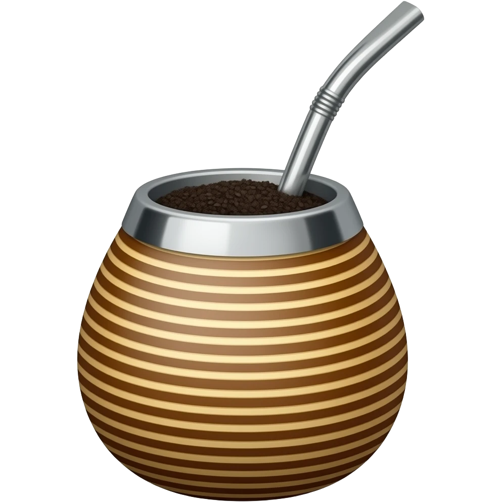 mate argentino con hierba de color total negro con bombilla emoji