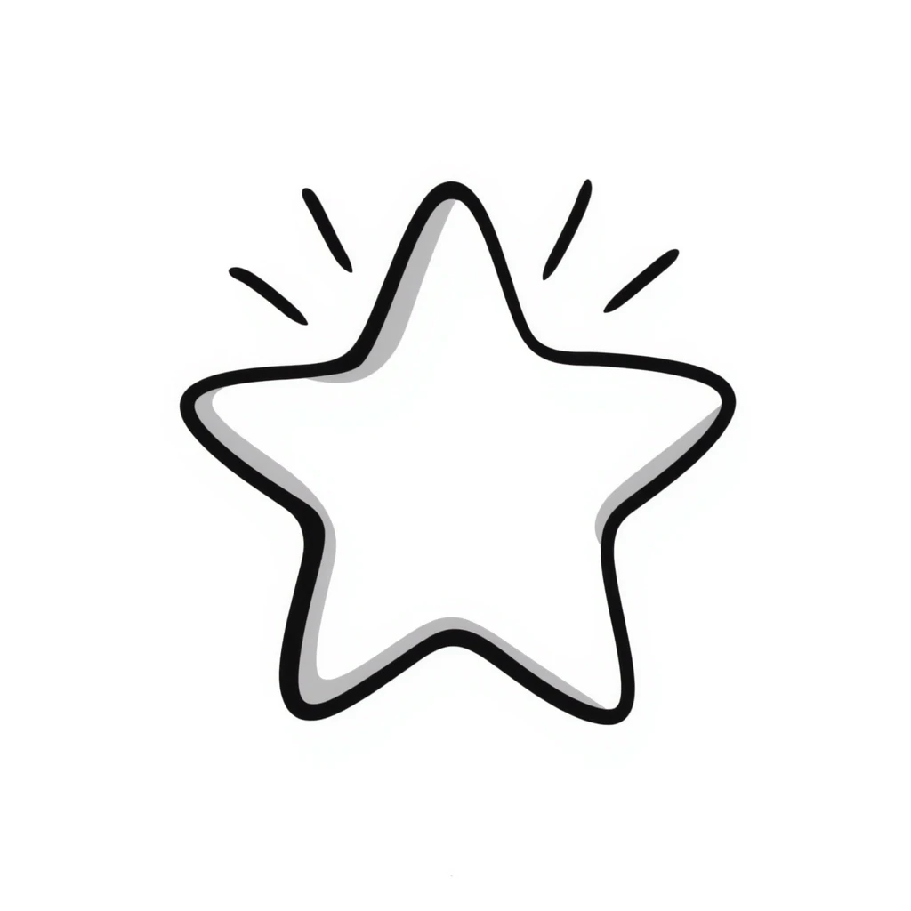 Hand-drawn bright star with shining rays emoji
