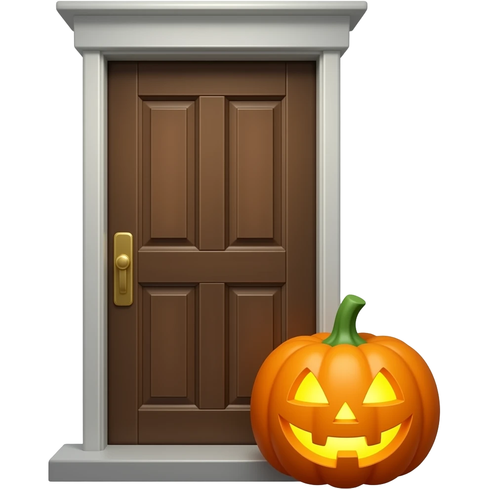 Door, dark, and pumpkin (jack o lantern) emoji