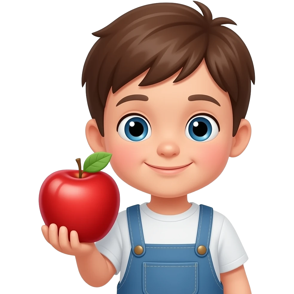 kid holding an apple emoji