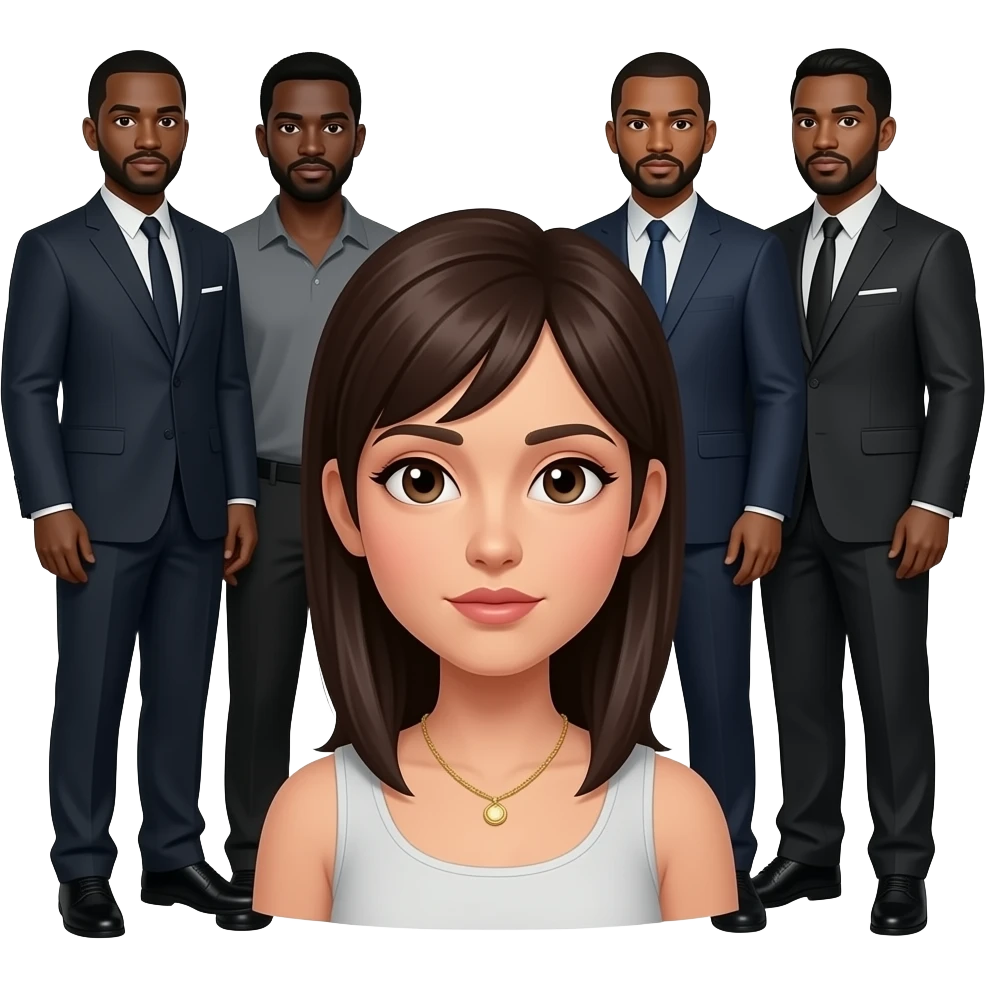 Beş zenci adamın arasınd kalmış veya bir kadın emoji