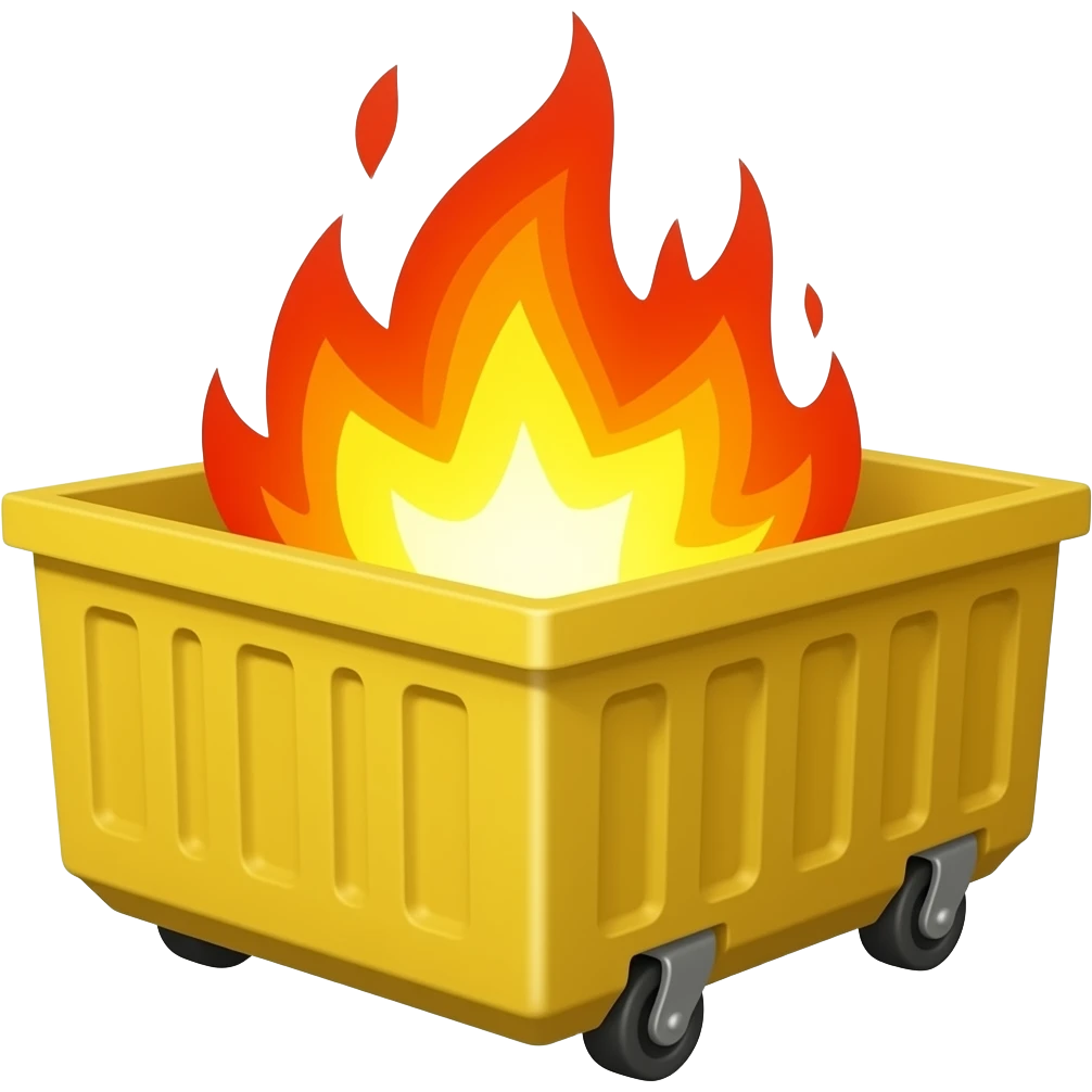 Yellow dumpster on fire emoji