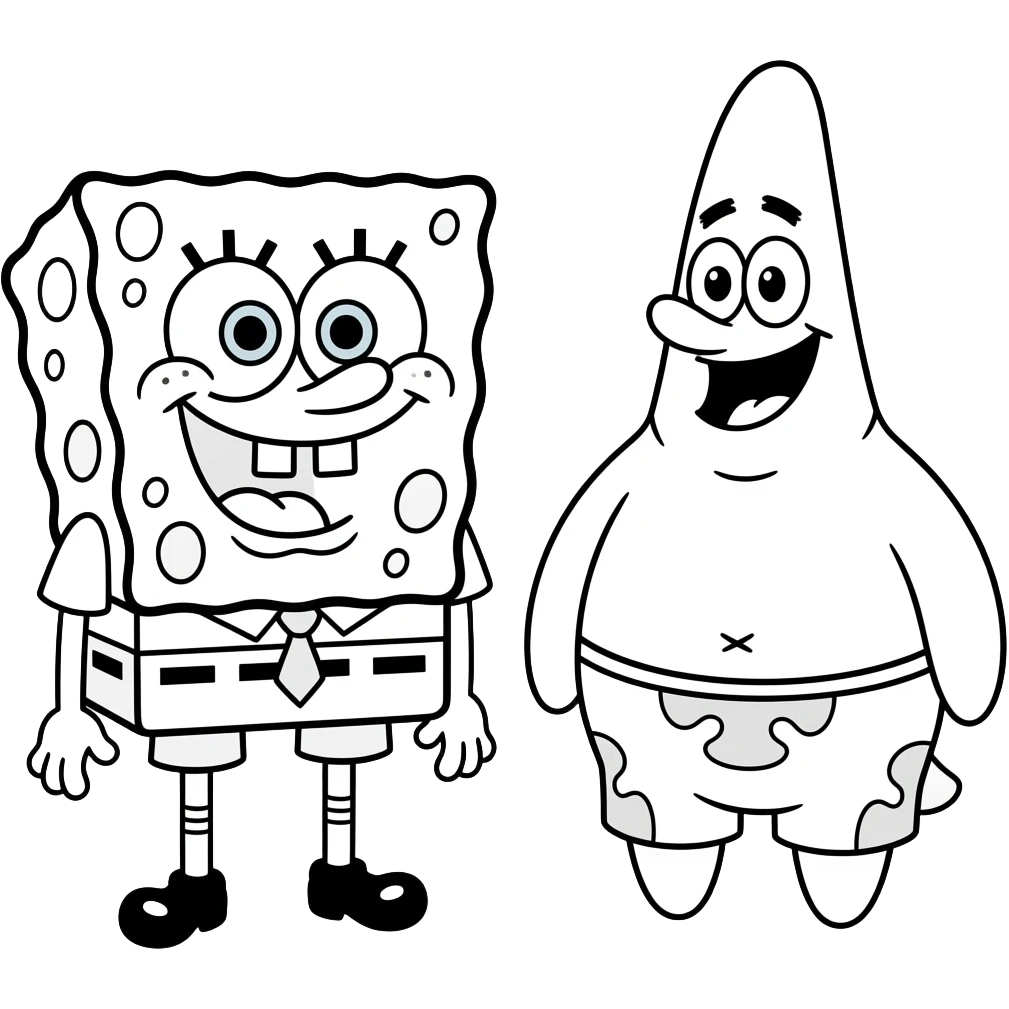bob esponja e Gary para colorir em preto e branco emoji