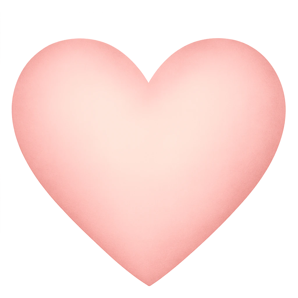 heart with a soft blush pink gradient, digital illustration emoji