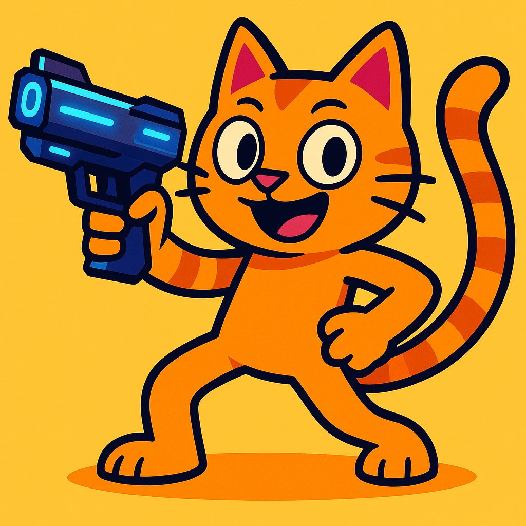 Make the gun look futuristic, keep the fun and playful vibrant toon style. emoji