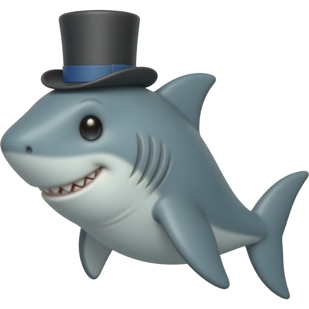 Shark with a top hat emoji