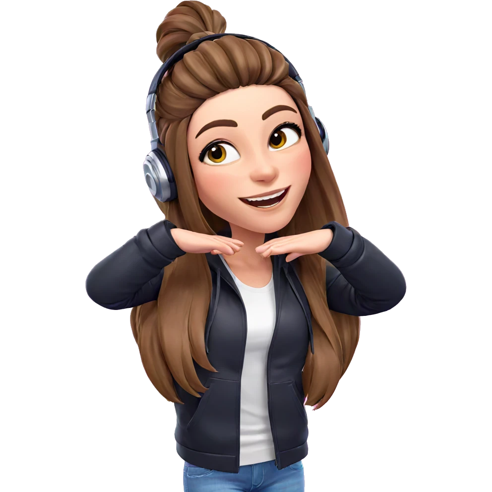 happy girl with headphones emoji