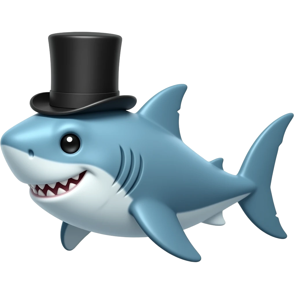 Shark with a top hat emoji