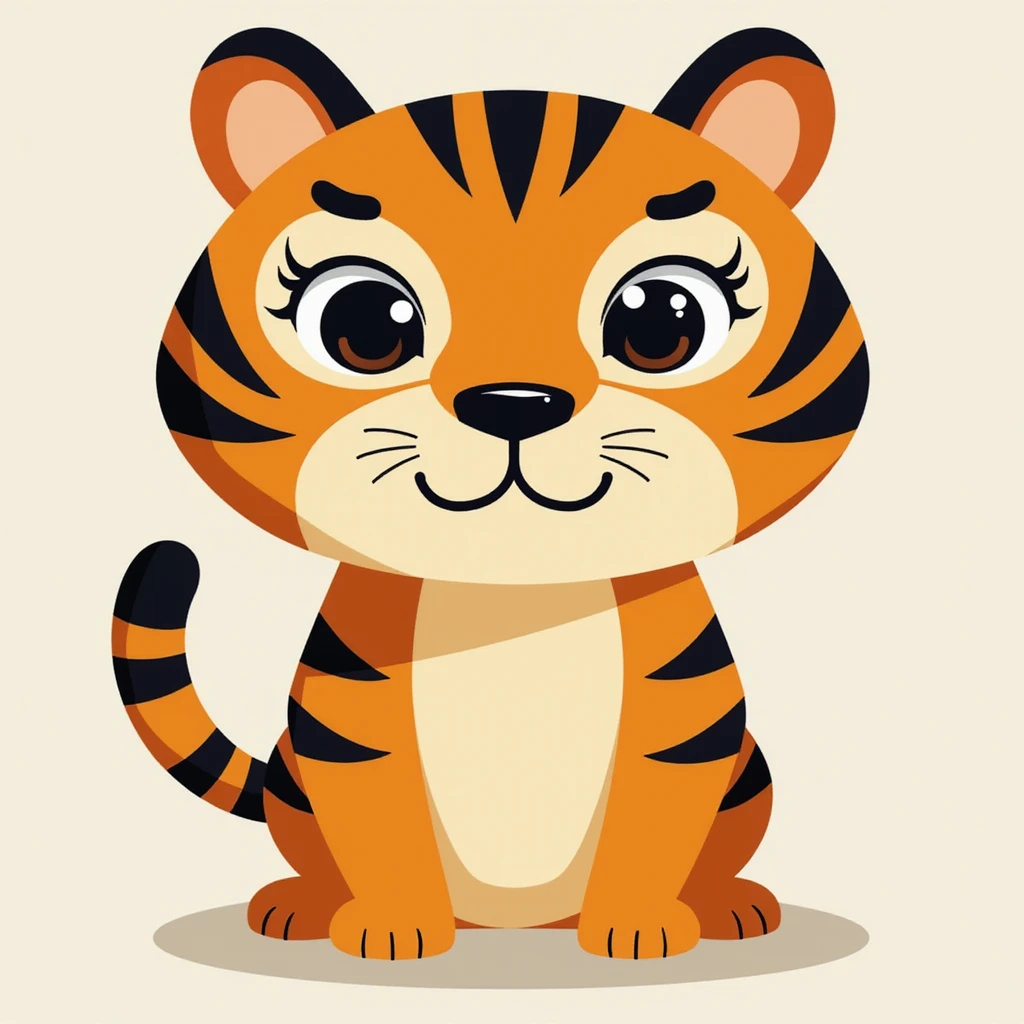 Flat design style tiger emoji