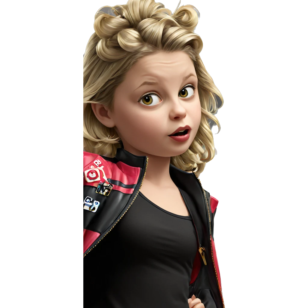 blonde girl in stylish jacket emoji