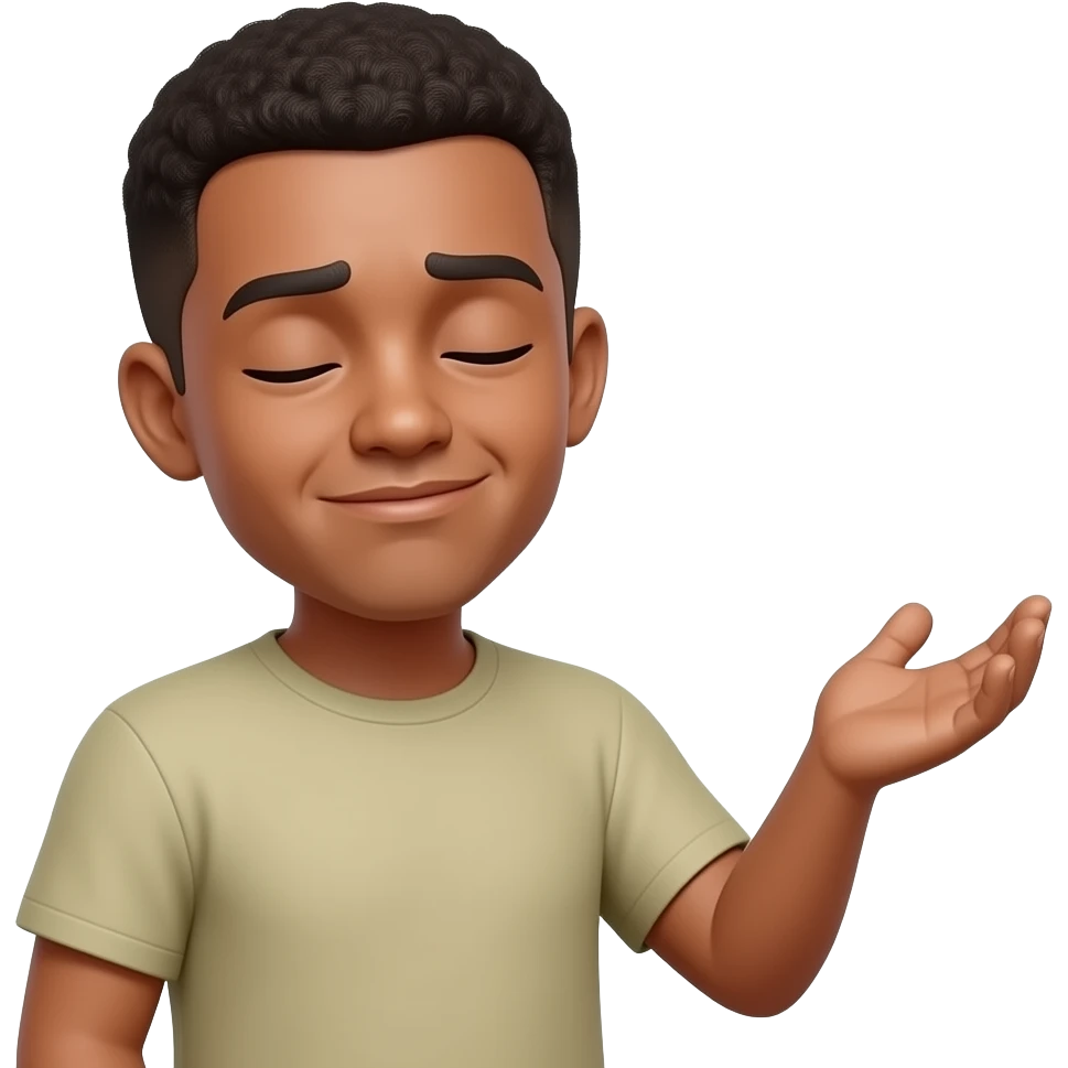 Yellow face emoji with a slightly tilted head, closed eyes showing uncertainty, a small uneasy smile, and one hand raised with palm up in a shrugging “not sure” gesture. Soft shading, glossy emoji style, centered on a plain background. emoji