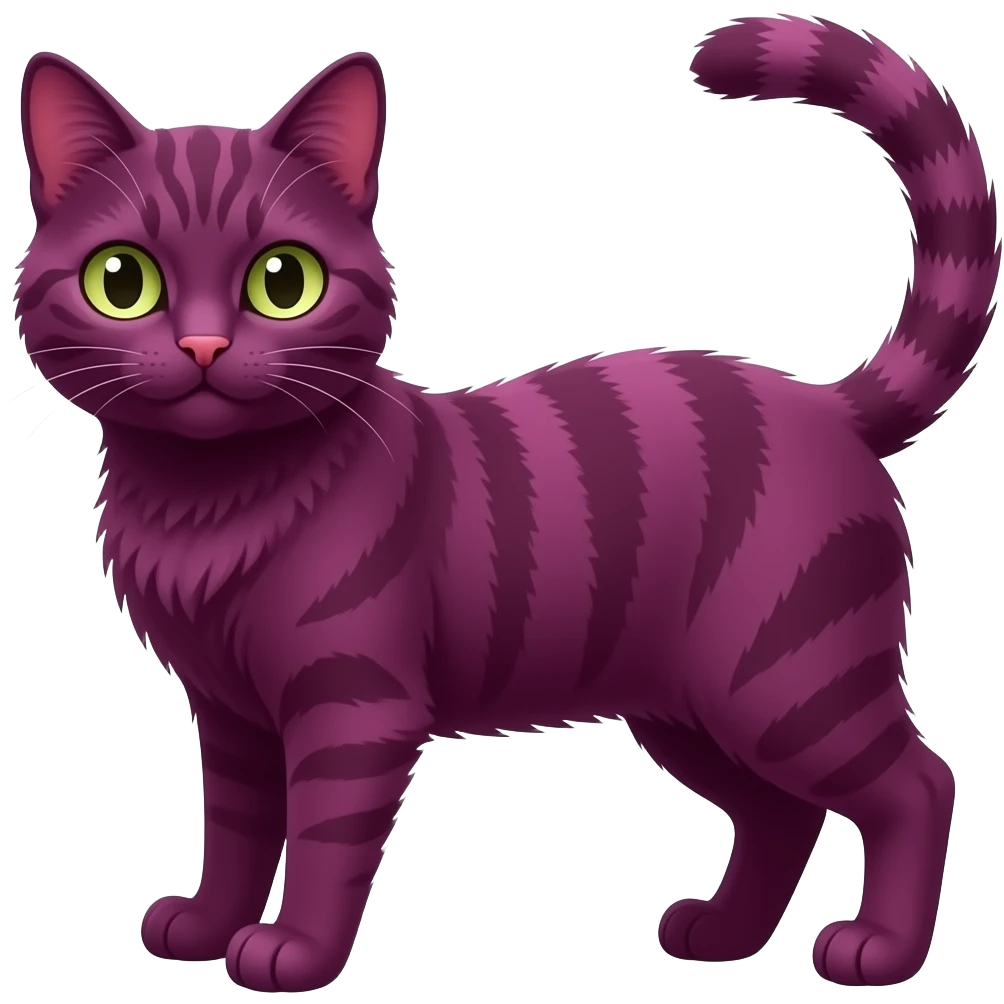 dark pink color cat face closse up with half body emoji