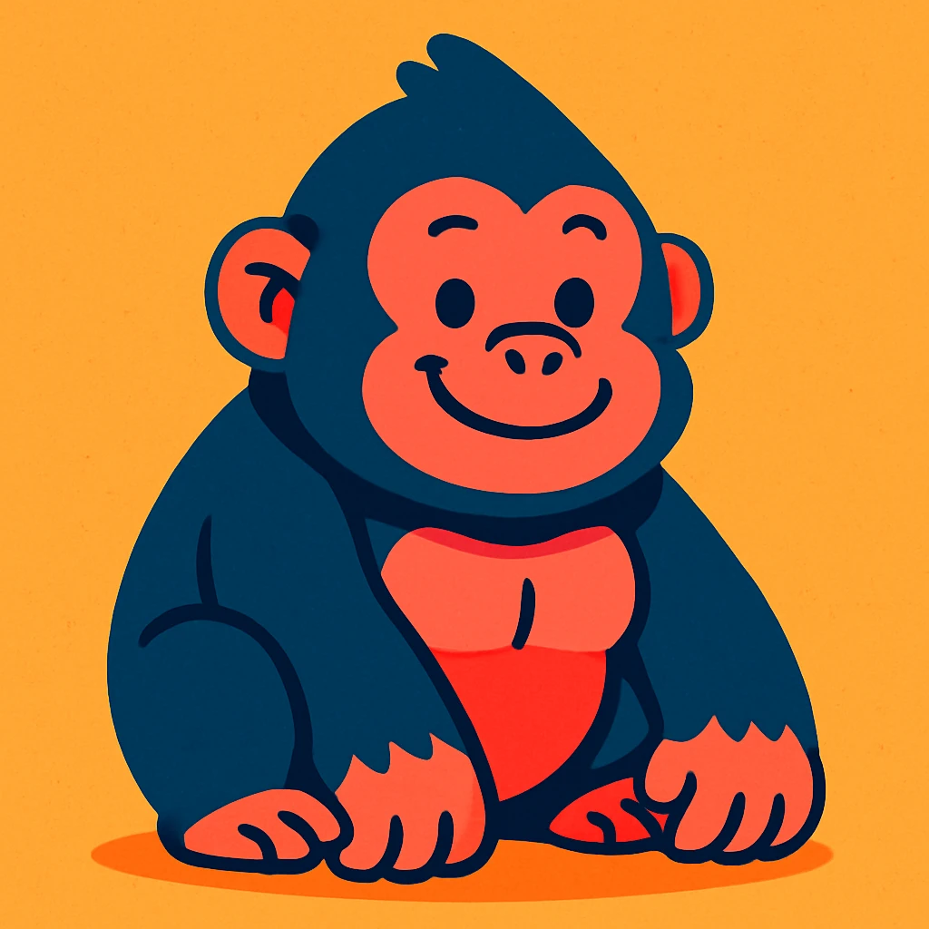 cute gorilla vibrant toon style emoji