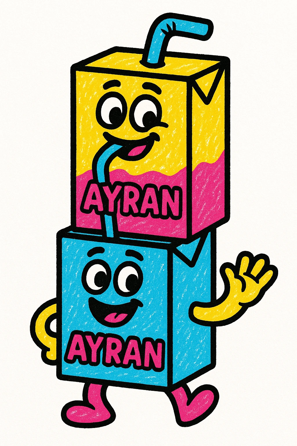 a fun and colorful ayran box drinking another ayran box emoji