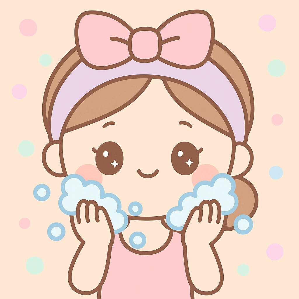 girl washing her face, cute kawaii style emoji