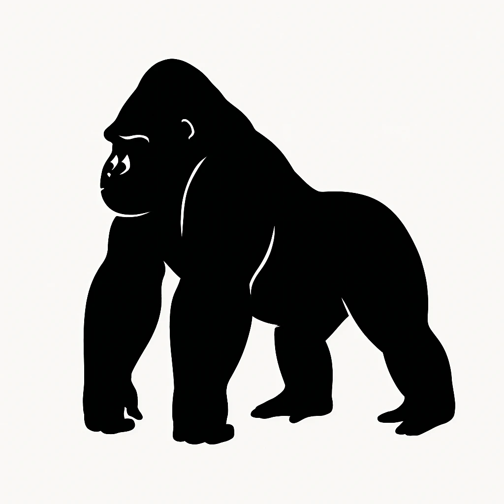 Gorilla black silhouette white background emoji