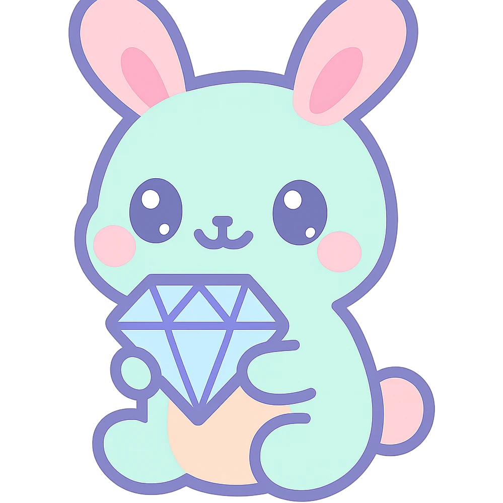 cute animal holding a diamond, kawaii style, adorable and charming emoji