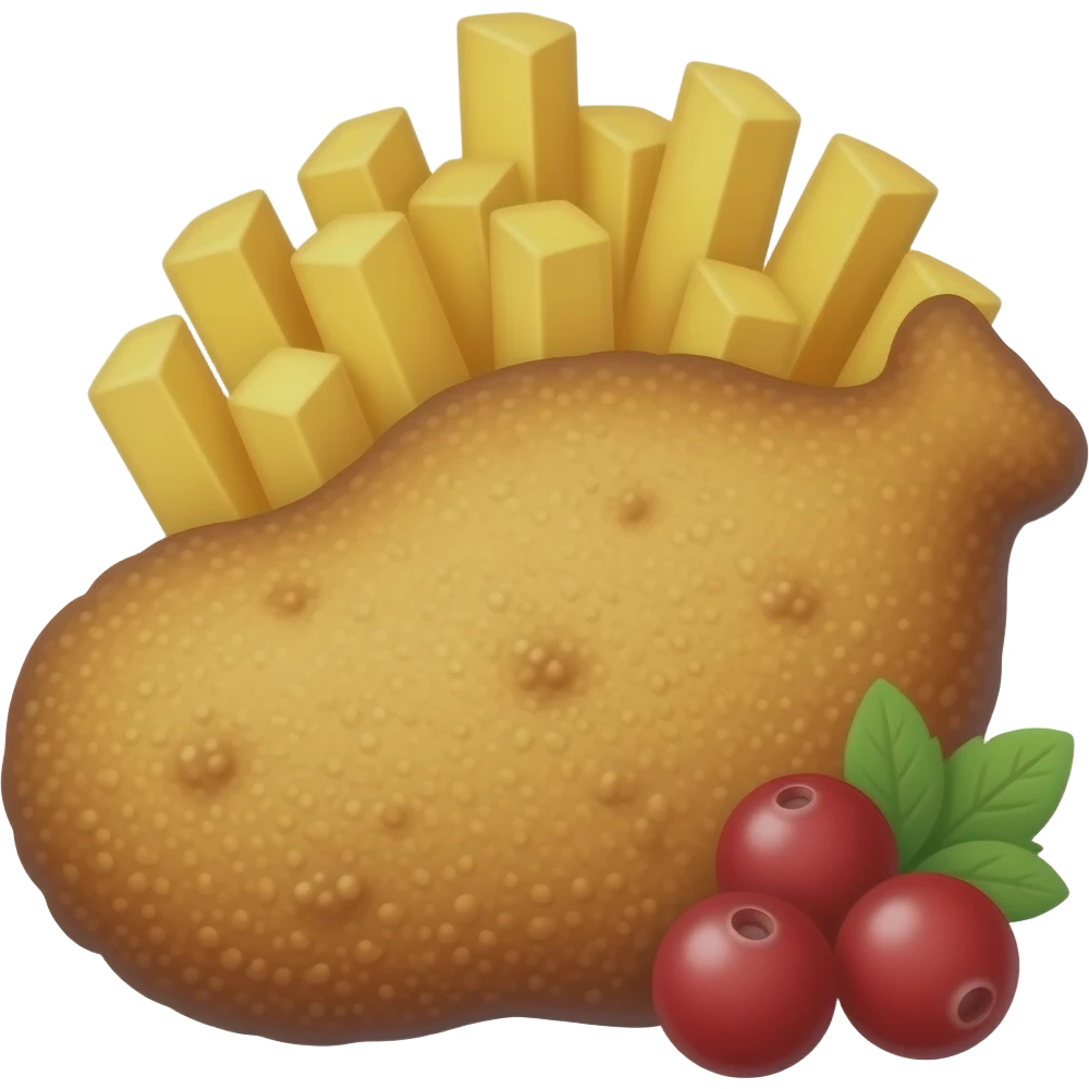 Schnitzel mit Pommes und Preiselbeeren emoji