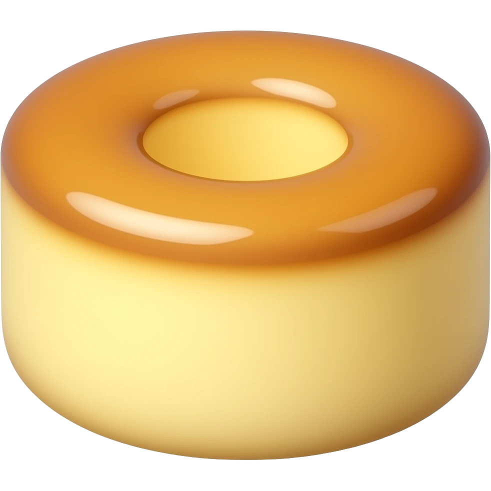 cute mini dessert emoji, small smooth butter cake with glossy buttery surface, golden brown color, soft fluffy texture, kawaii dessert style, simple emoji design, thick outline, sticker style, transparent background emoji
