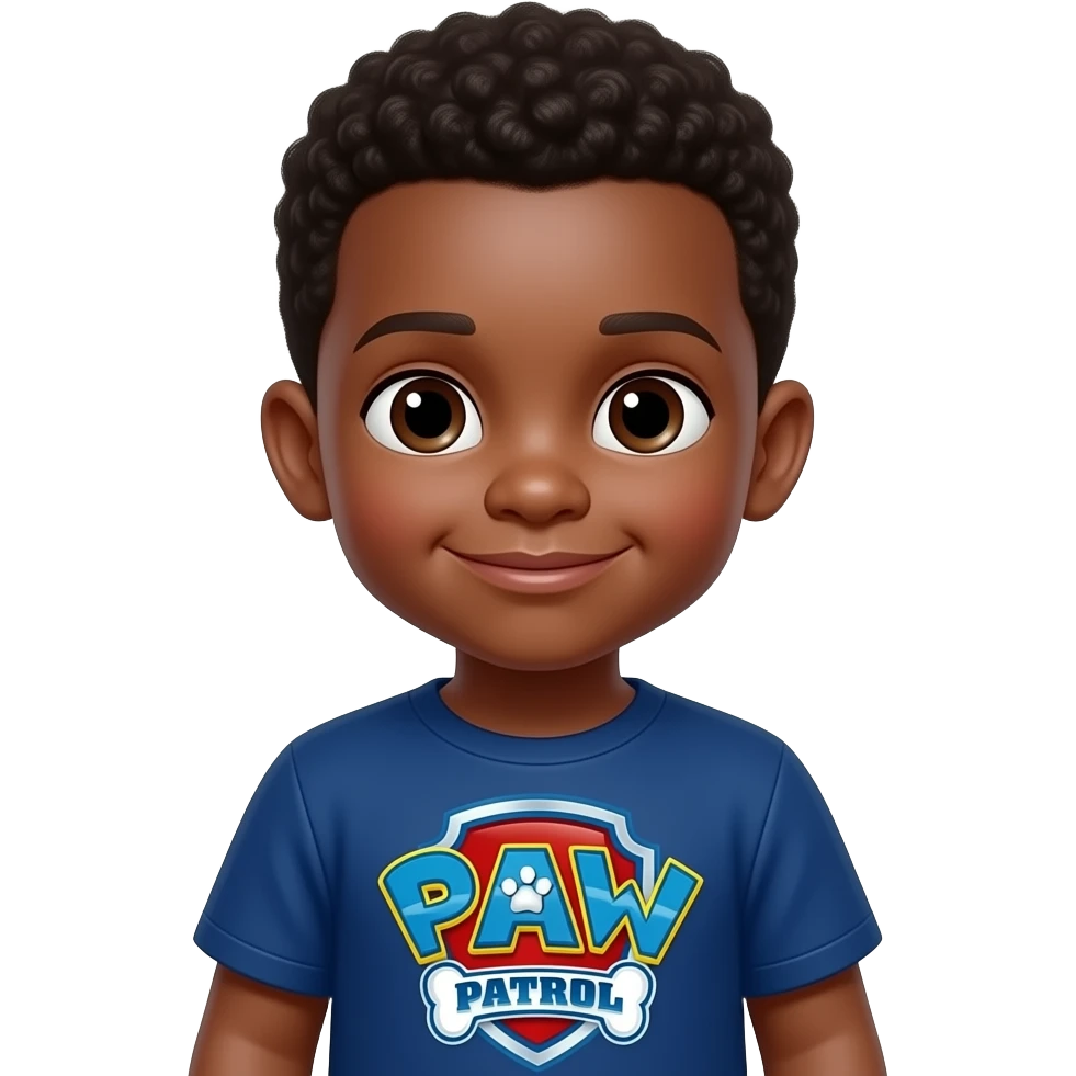 Little African American toddler with paw patrol shirt emoji