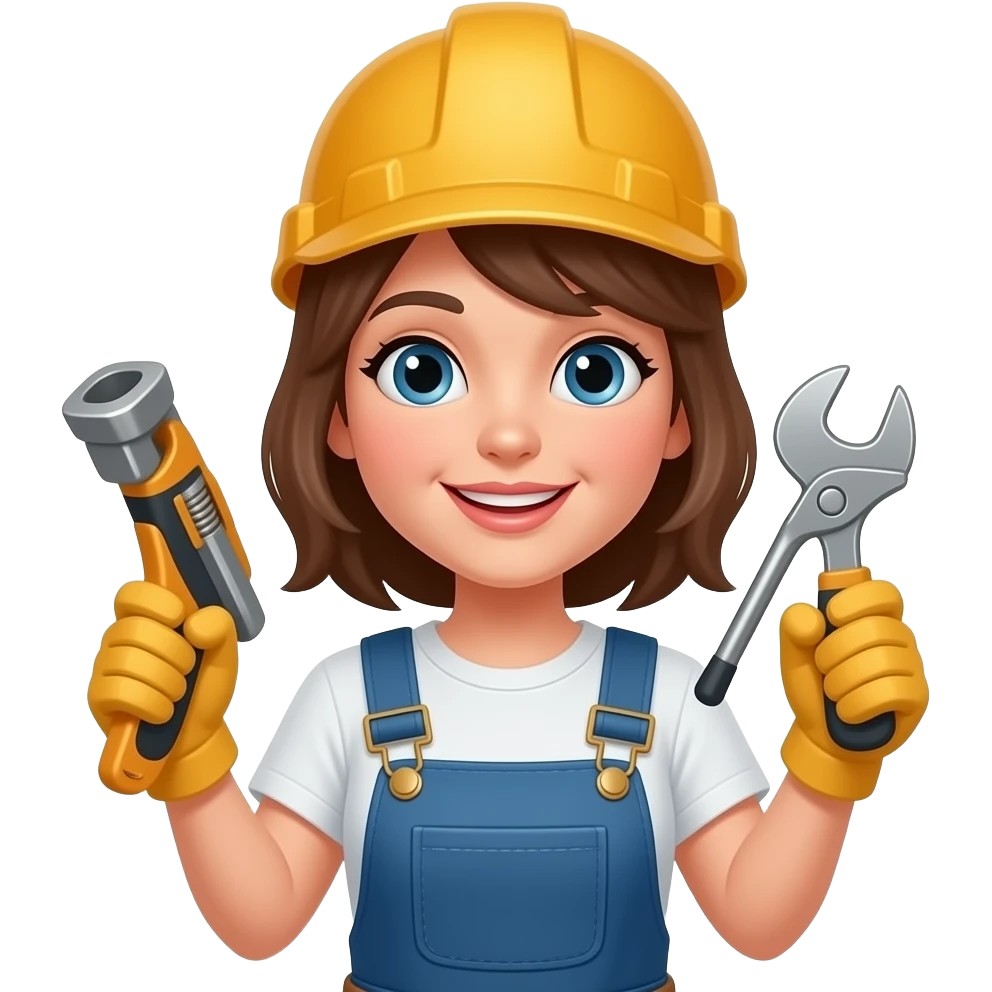 female carpenter with tools emoji