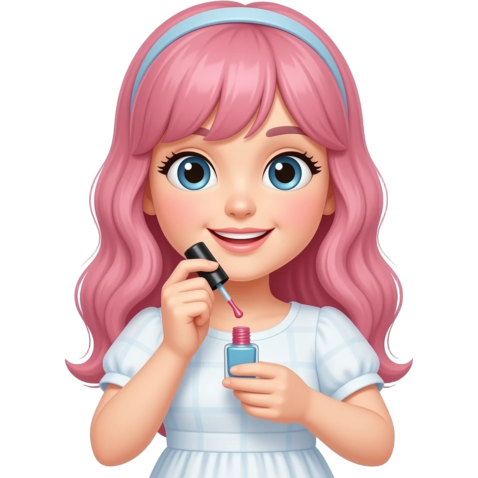 girl applying nail polish on hand emoji