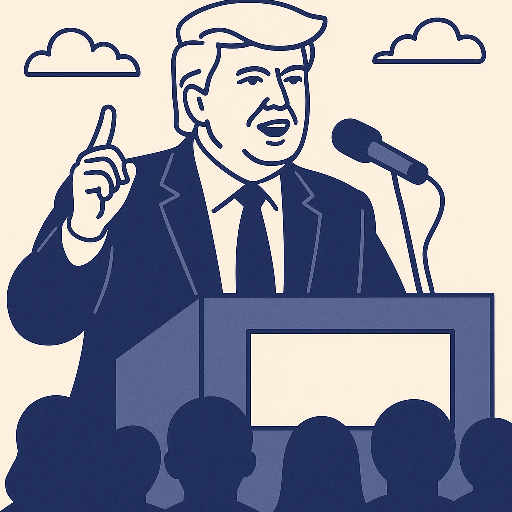Donald Trump speaking at a rally emoji