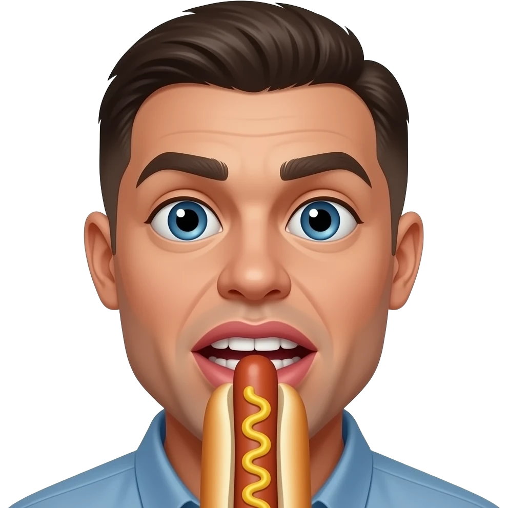 ultra big botox filler lips sucking hotdog with no teeth emoji