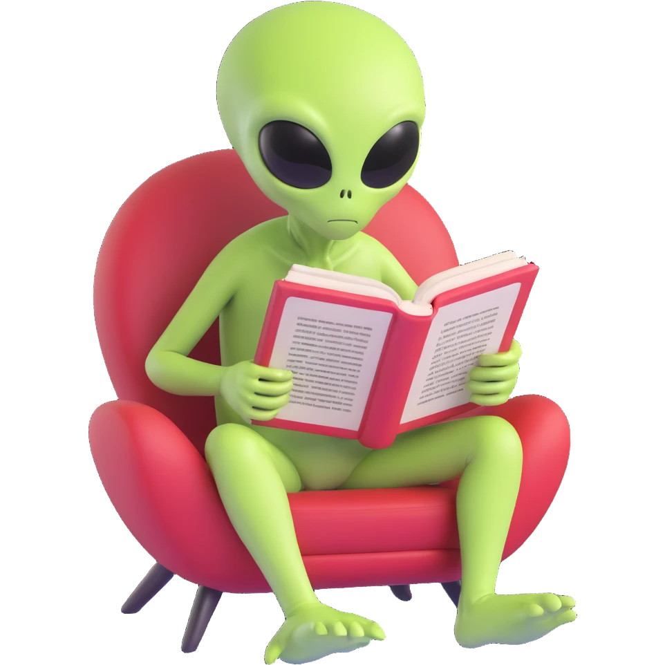 alien reading emoji
