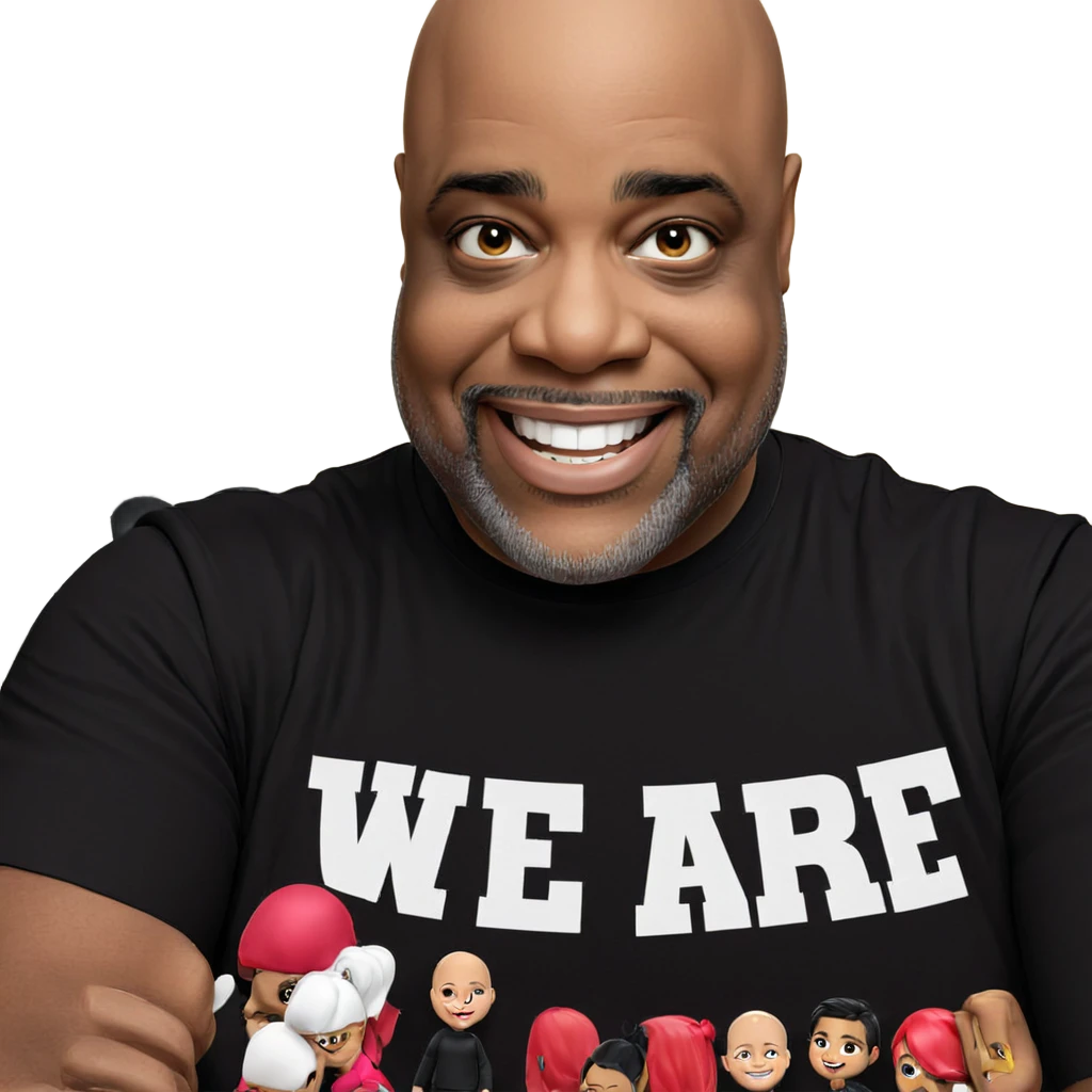 smiling bald man in black emoji