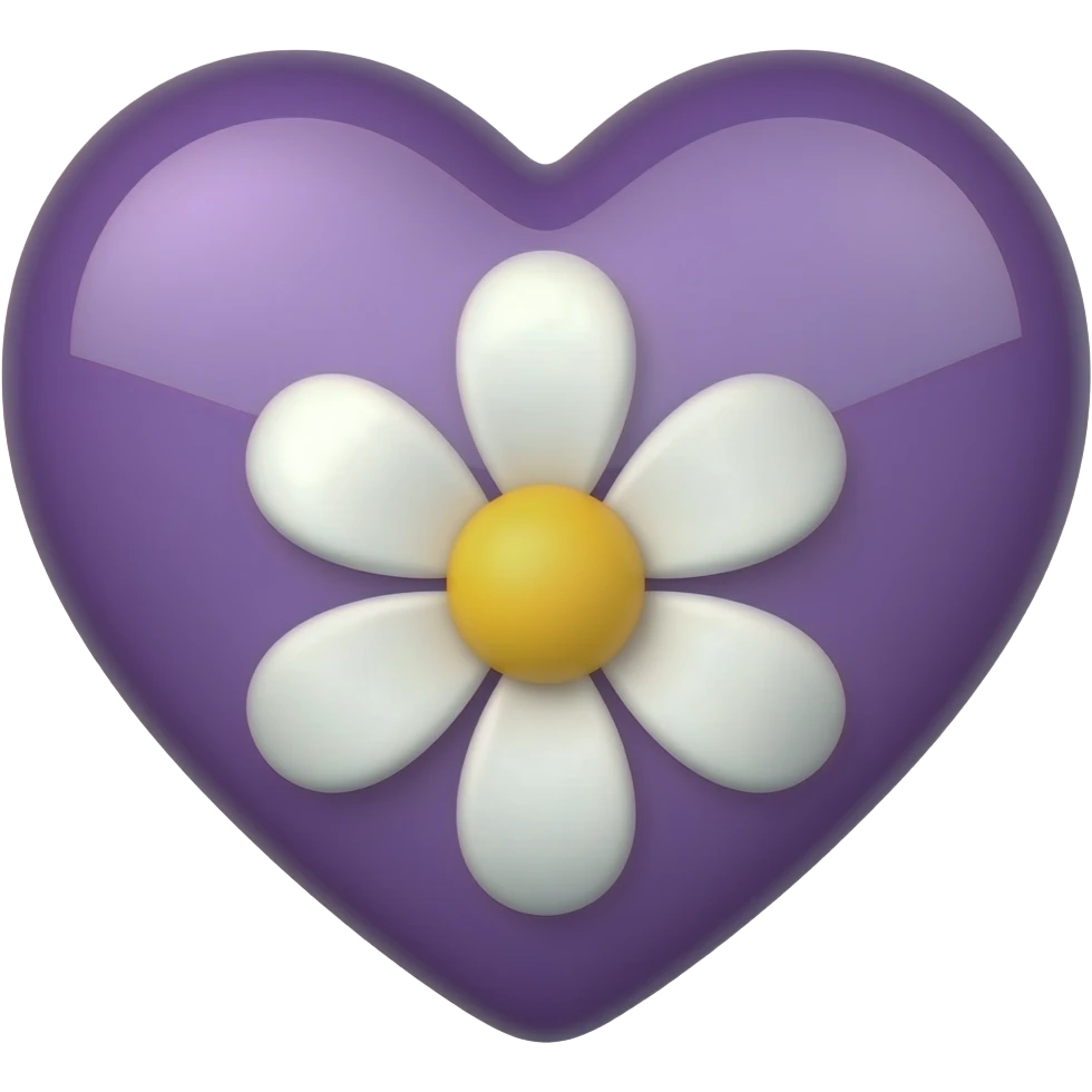purple heart with a flower emoji