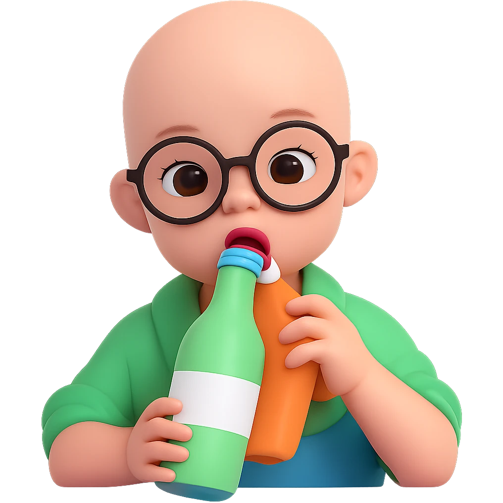 Add eyeglasses to the baby in the image, keep the background transparent. emoji