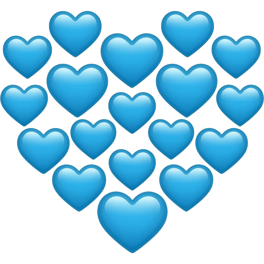 2D azure hearts disposed in a heart shape emoji