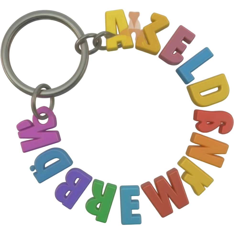 keyring with alphabet plastic narrow down emoji