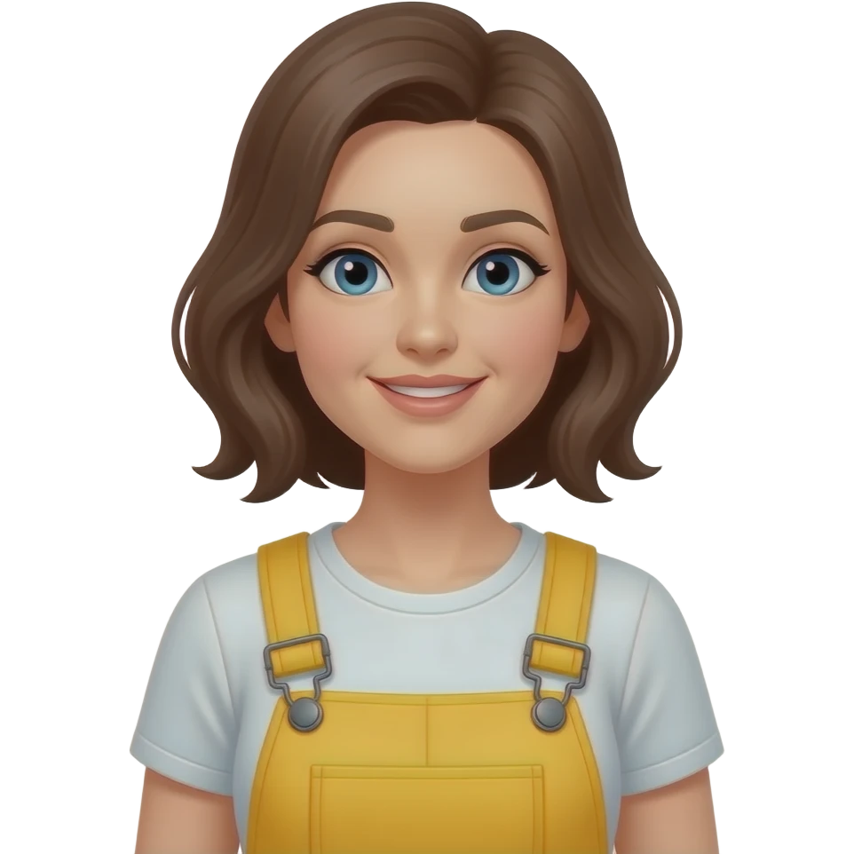 women i yellow overalls emoji