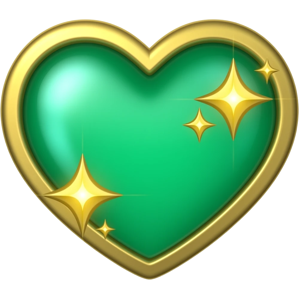 3D isometric glowing heart icon, emerald and gold sparkles.
Minimalist professional style, glossy emerald & gold accents.
Soft studio lighting, 8k Octane render, ray-tracing detail.
Isolated on white background, premium literary aesthetic --v 6.0 emoji