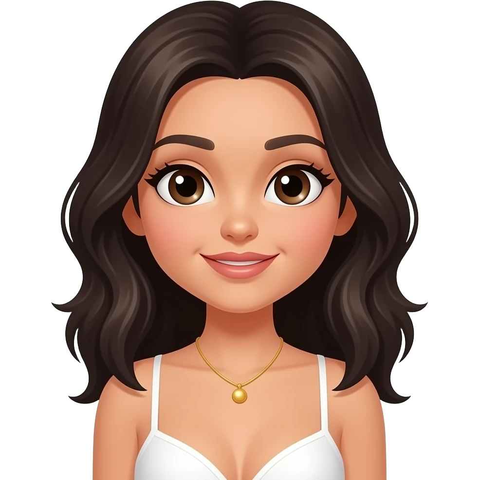Black long hair woman wearing white underwear, back view, looking at viewer emoji
