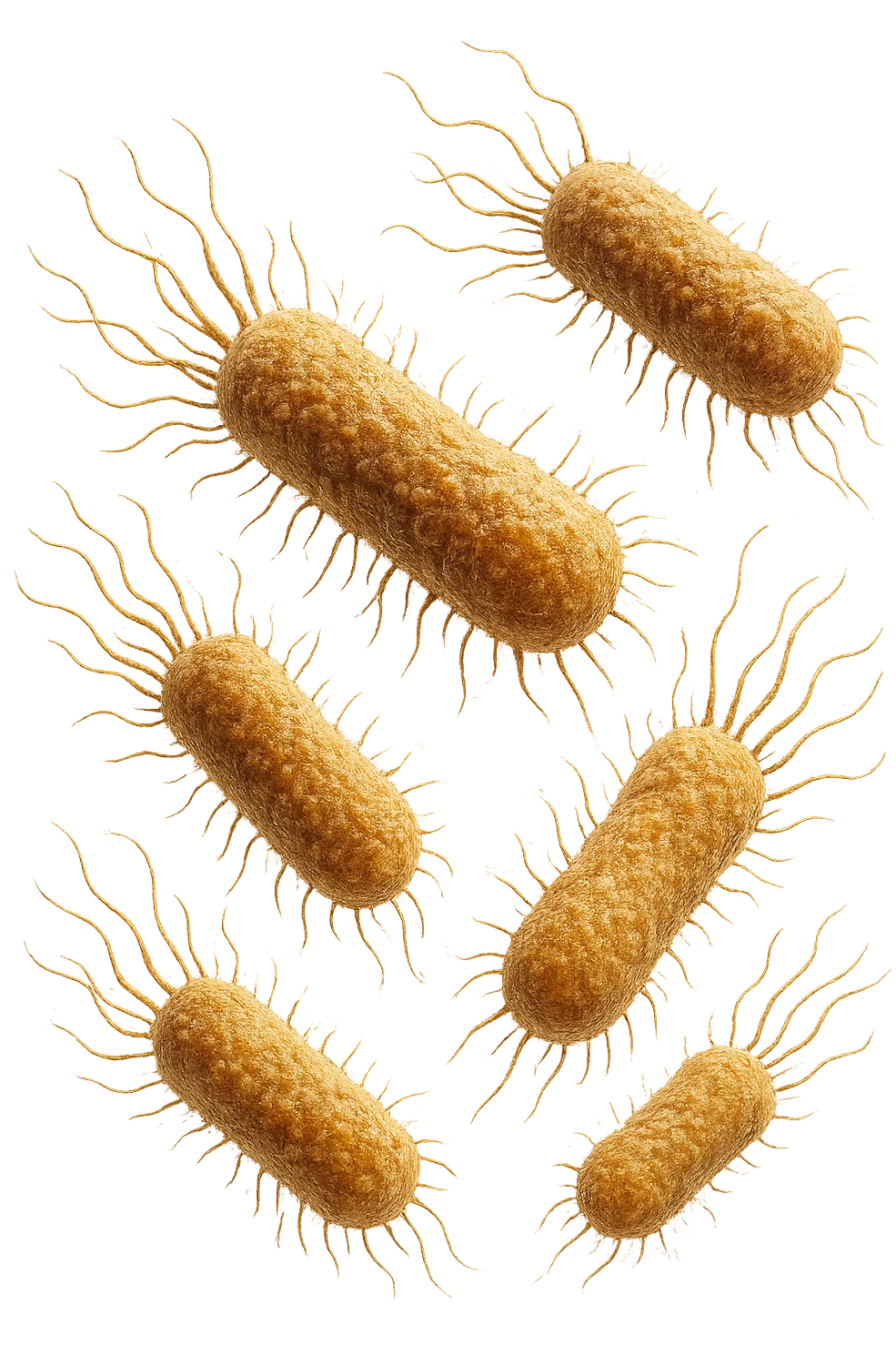 6 batteri intestinali fluttuano in aria, IPERREALISTICO 4K emoji