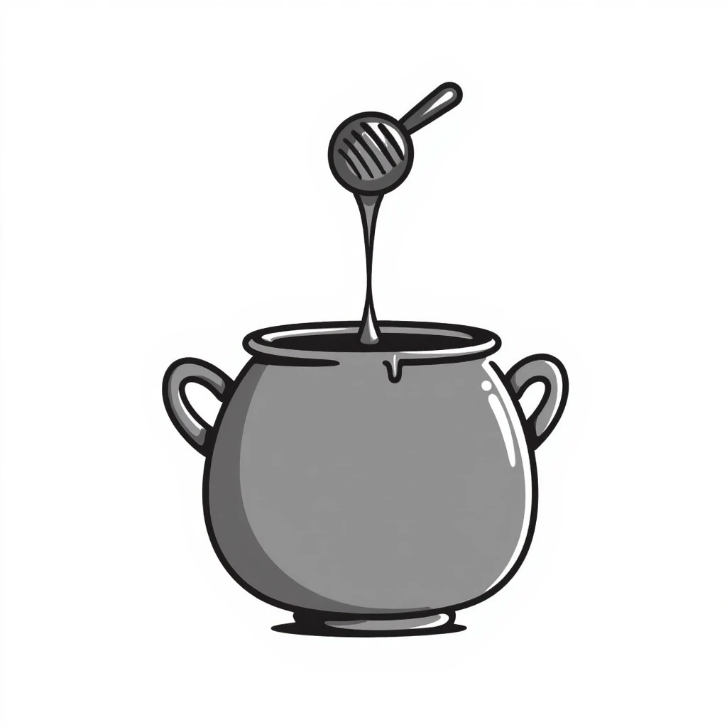 honey pot dripping, hand drawn black outline doodle emoji