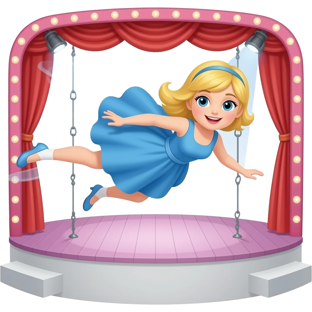 Theatre Stage flying wires blonde girl in blue dress emoji