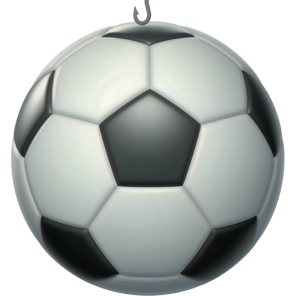 Soccer ball on a fish hook emoji
