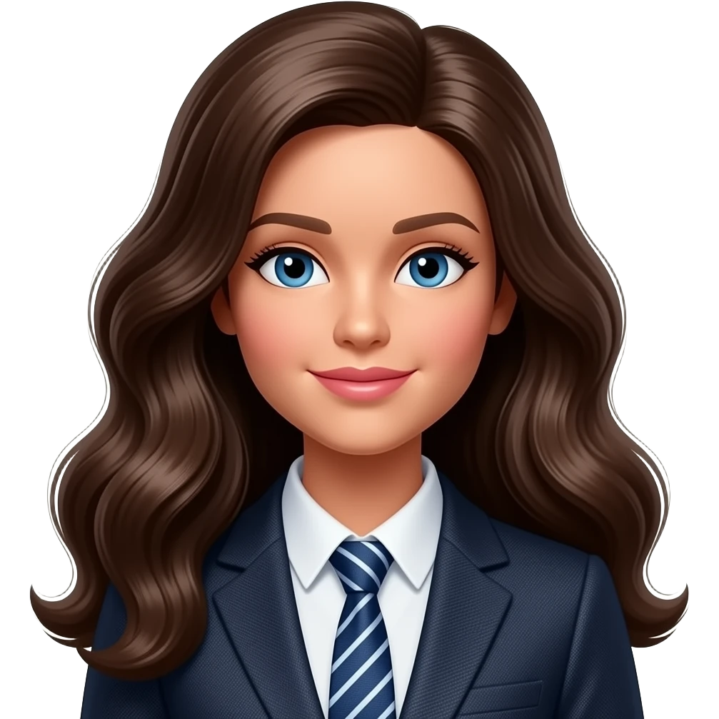 White career Barbie girl dark brown long wavy hair emoji