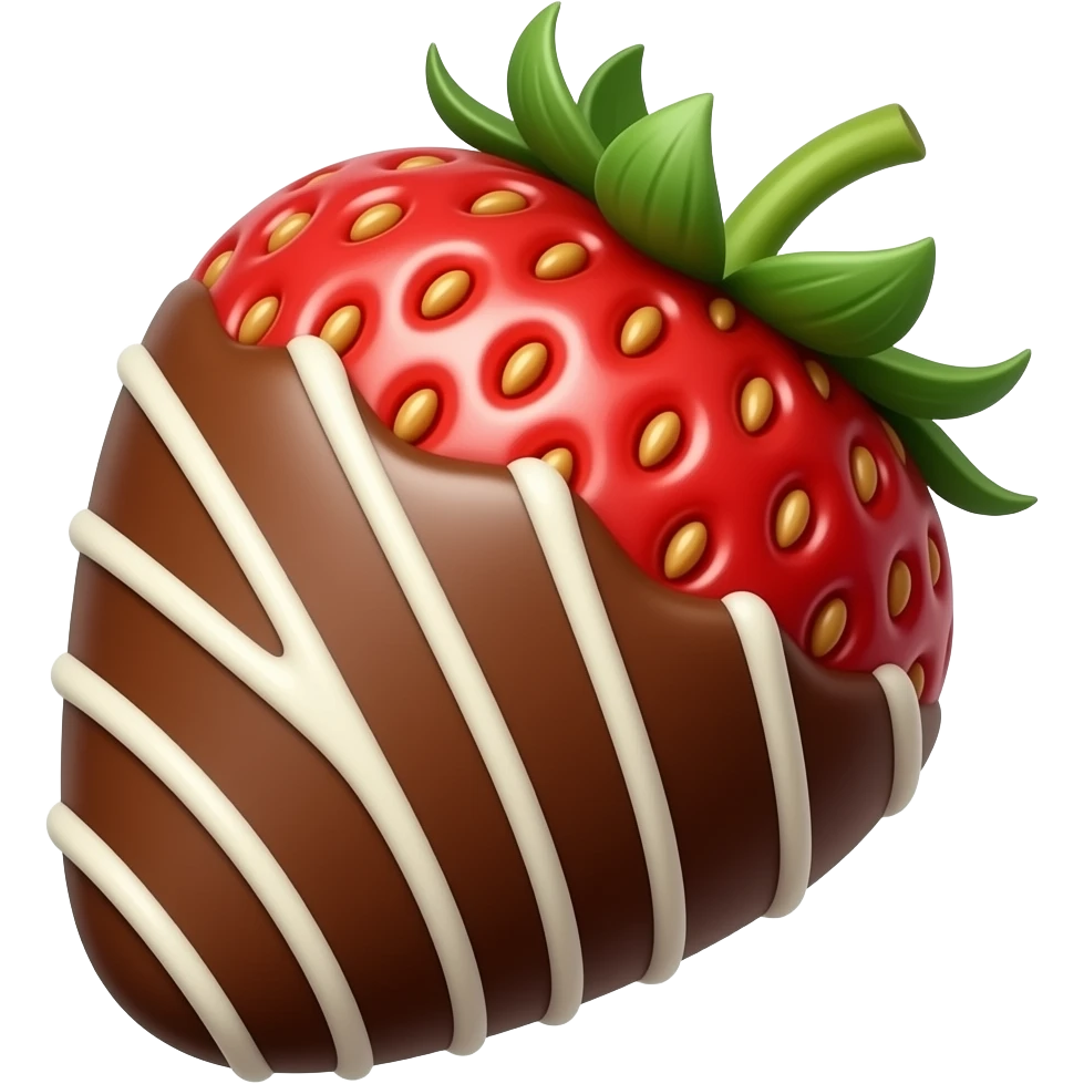 Fresas cubiertas de chocolate de fresa con líneas de chocolate blanco emoji
