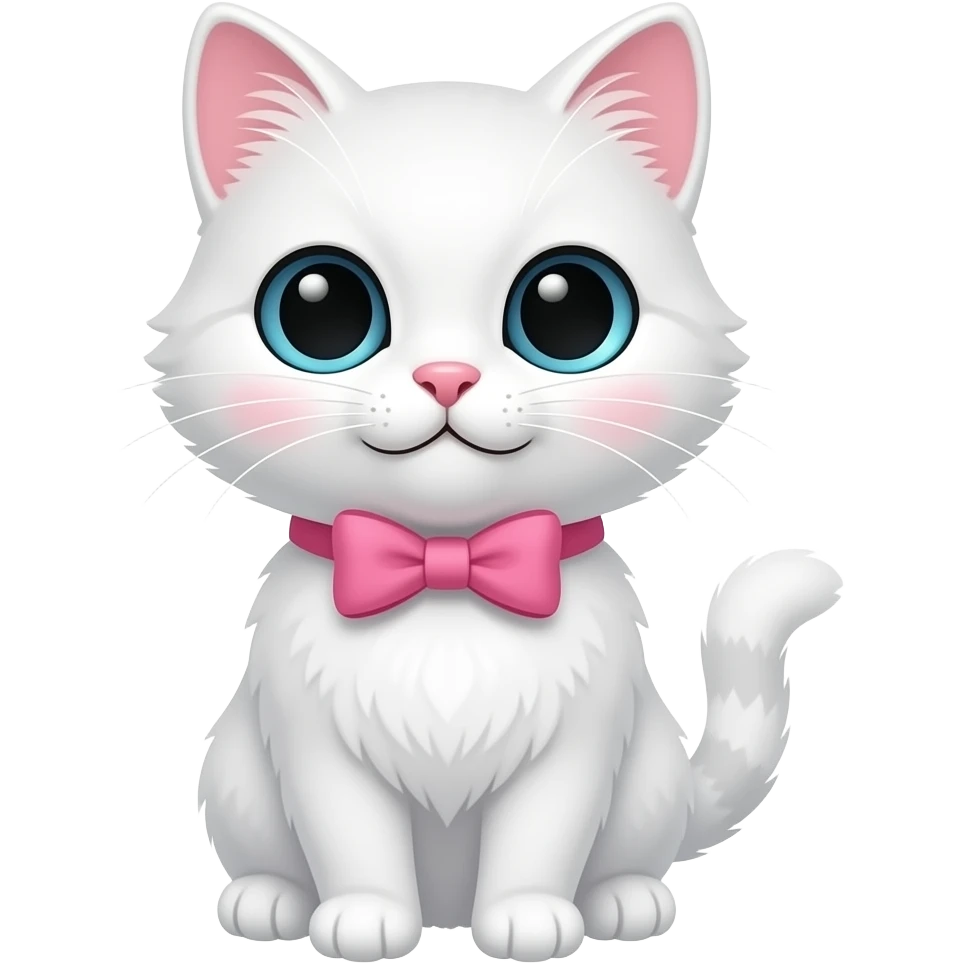 Cute white cat with pink bowtie emoji
